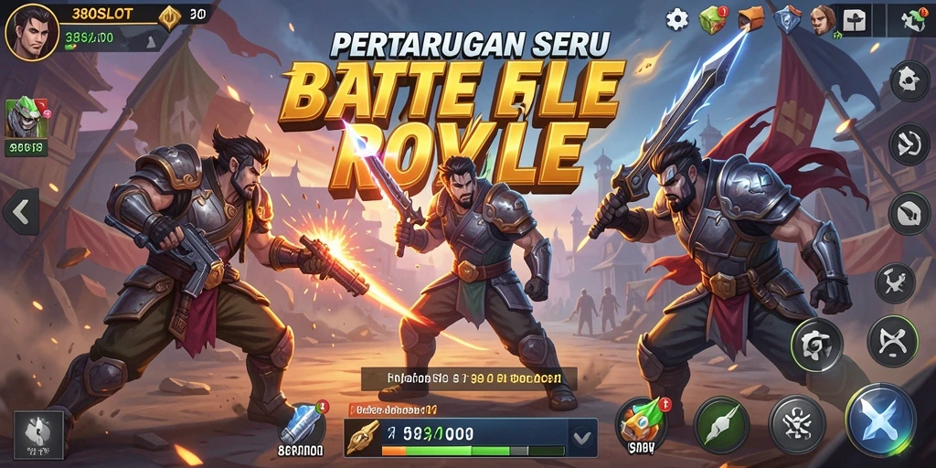 Screenshot utama 380SLOT menampilkan aksi laga intens dalam pertarungan Battle Royale.