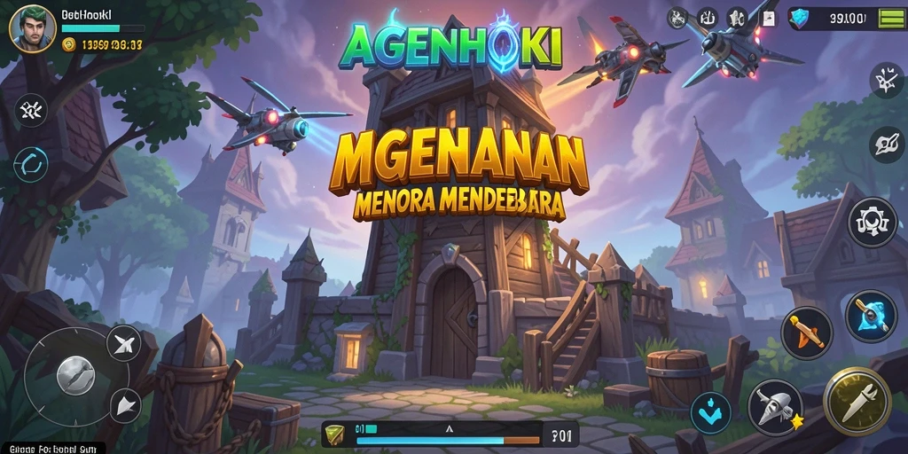 Tampilan gameplay seru dari AGENHOKI dengan strategi Tower Defense.