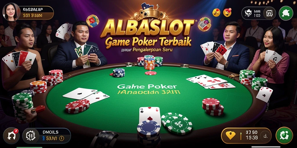 Tampilan gameplay Poker yang mendebarkan di ALBASLOT.