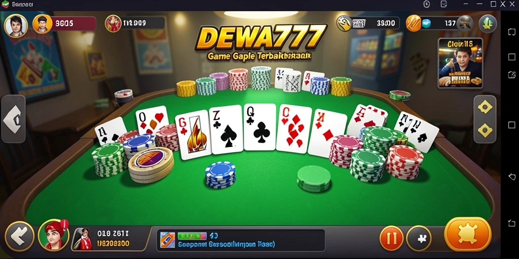 Tangkapan layar gameplay seru DEWA777 dengan pemain yang bersaing di Gaple.