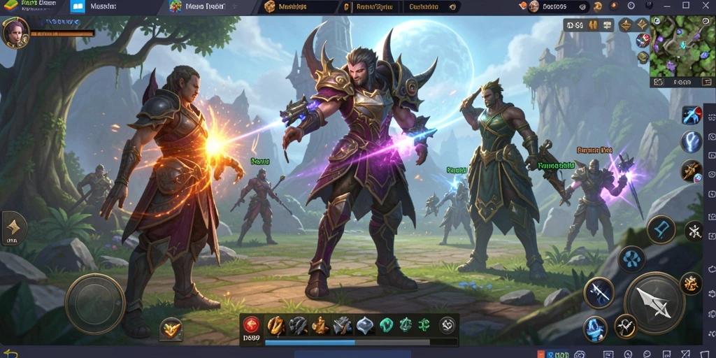 Screenshot gameplay DS99 menunjukkan pertempuran seru di dunia MMORPG.