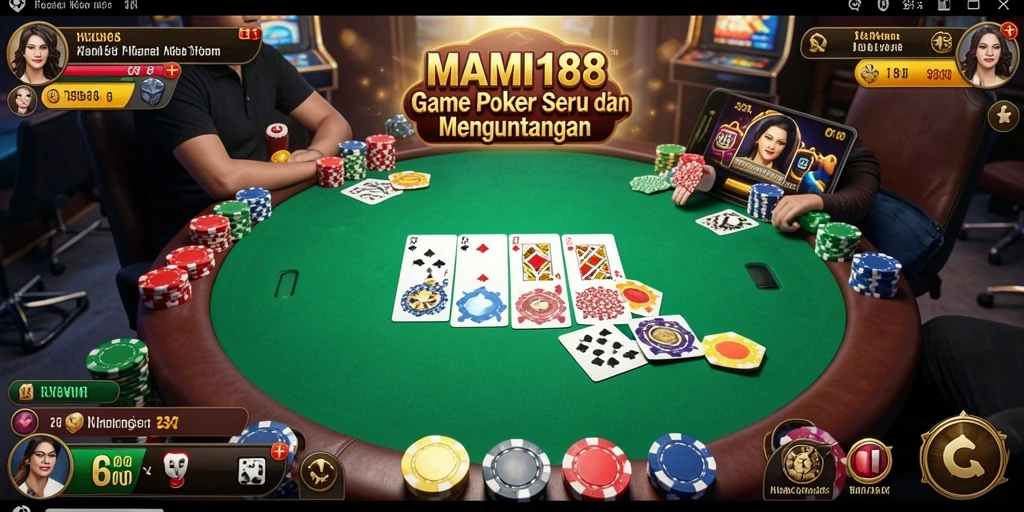 Tampilan gameplay seru Poker di MAMI188 dengan fitur menarik.
