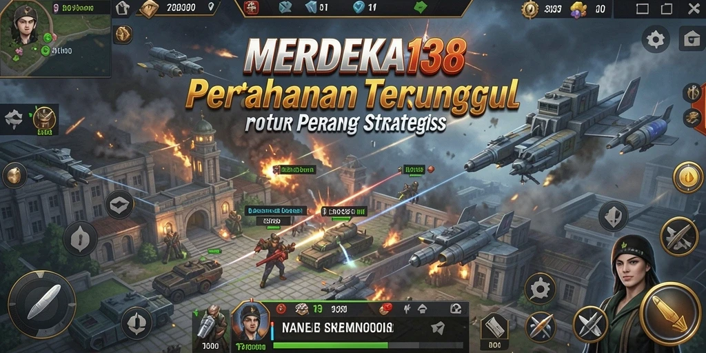 Tampilan gameplay Tower Defense yang menarik dalam MERDEKA138.
