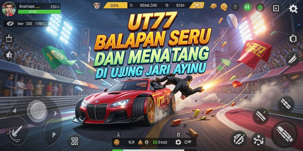 Tampilan gameplay UT77 yang penuh aksi dan kecepatan balap.