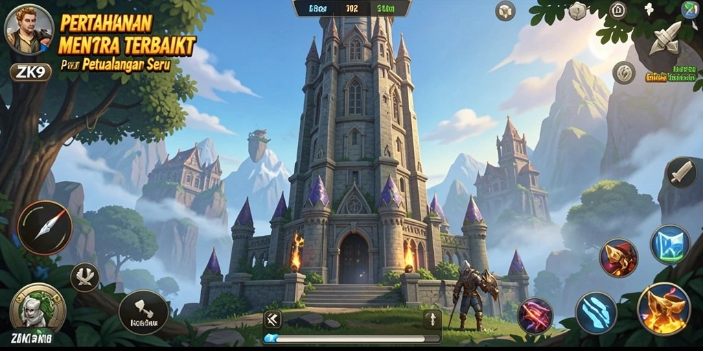 Screenshot menampilkan aksi menara dalam melindungi wilayah dari serangan musuh.